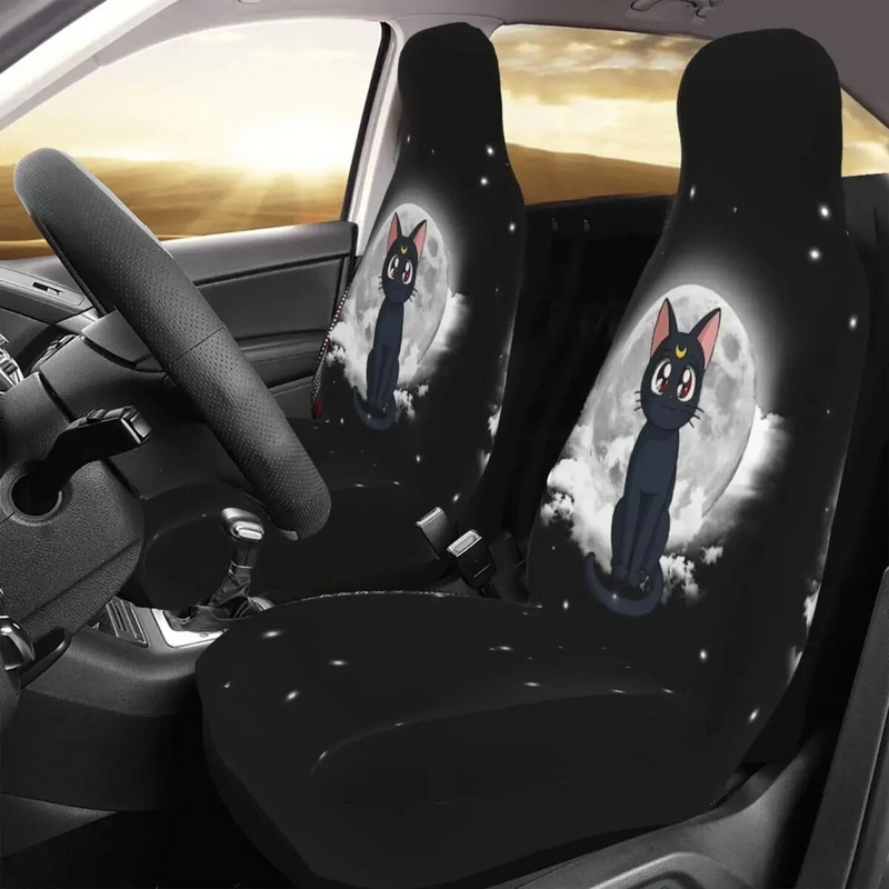 Cute Cat universalus automobilio sėdynės užvalkalas Moon Girl priekinė galinė pleiskanojanti audinio pagalvėlė poliesterio žvejybai skirtos automobilio sėdynės užvalkalo rinkinys 2 moterims