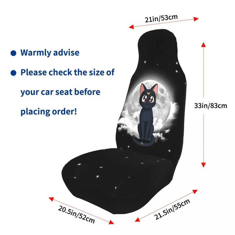 Cute Cat universalus automobilio sėdynės užvalkalas Moon Girl priekinė galinė pleiskanojanti audinio pagalvėlė poliesterio žvejybai skirtos automobilio sėdynės užvalkalo rinkinys 2 moterims
