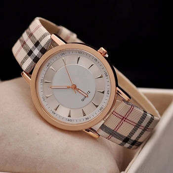 Модна марка Дамски мъжки часовник Луксозен часовник от розово злато Висококачествен кварцов часовник с кожена каишка Ежедневен часовник с рокля Горещи разпродажби Montre femme