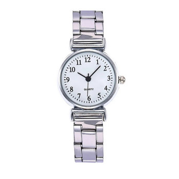Дамски моден луксозен часовник от неръждаема стомана Изискан малък циферблат Прост ежедневен креативен часовник с гривна Дамски кварцов часовник #W