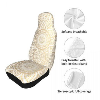 Mandala Gold Bohemic Flower Universal κάλυμμα καθίσματος αυτοκινήτου αδιάβροχο για SUV εμπρός πίσω Flocking υφασμάτινο μαξιλάρι πολυεστερικό στυλ αυτοκινήτου