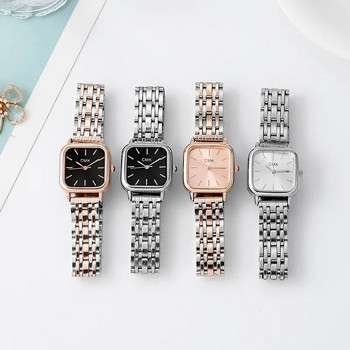 Моден квадратен часовник Дамски сребърни часовници Каишка от неръждаема стомана Кварцови ръчни часовници Дамски Relogio Feminino Montre Femme 2023