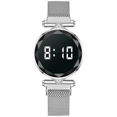 Hétköznapi LED karóra nőknek acélszalag Egyszerű érintőképernyős elektronikus óra Kreatív ötlet Reloj Mujer Elegáns Nagyker