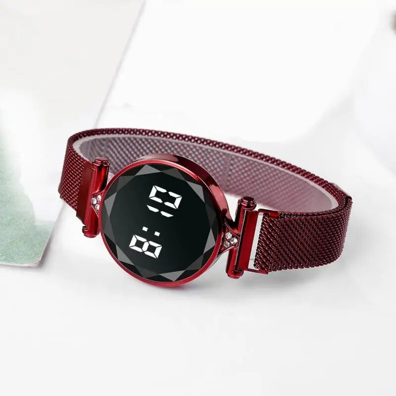 Hétköznapi LED karóra nőknek acélszalag Egyszerű érintőképernyős elektronikus óra Kreatív ötlet Reloj Mujer Elegáns Nagyker