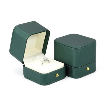 Vintage Double Slots Κουτί κοσμήματος για Πρόταση Γάμου Δαχτυλίδι αρραβώνων Οργανωτής δώρου Κουτί αποθήκευσης PU Δερμάτινη θήκη συσκευασίας