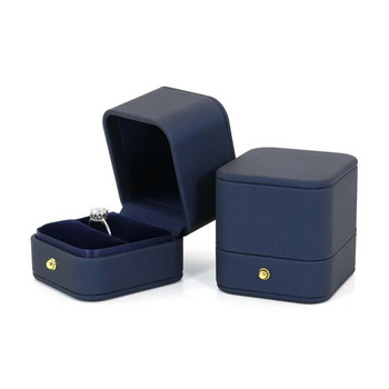 Винтидж кутия за бижута с двоен слот за предложение за сватба Годежен пръстен Организатор за подарък Кутия за съхранение Калъф за опаковане от PU кожа