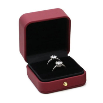 Винтидж кутия за бижута с двоен слот за предложение за сватба Годежен пръстен Организатор за подарък Кутия за съхранение Калъф за опаковане от PU кожа