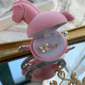 Pink Trojans Jewelry Box για γυναικεία ταξίδια κρεμαστά γαμήλια σκουλαρίκια Δαχτυλίδι Organizer Flocking Mini Cute Packaging Box Display