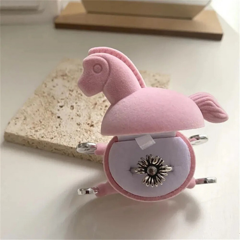 Pink Trojans Jewelry Box για γυναικεία ταξίδια κρεμαστά γαμήλια σκουλαρίκια Δαχτυλίδι Organizer Flocking Mini Cute Packaging Box Display