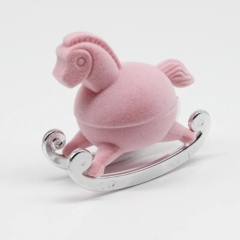 Pink Trojans Jewelry Box για γυναικεία ταξίδια κρεμαστά γαμήλια σκουλαρίκια Δαχτυλίδι Organizer Flocking Mini Cute Packaging Box Display