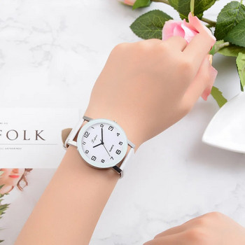 Дамски часовник Модни прости бели кварцови ръчни часовници Спортна кожена каишка Ежедневни дамски часовници Дамски ръчни часовници Reloj Mujer