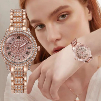 Дамски часовник Fashion Bling Crystal Full Steel Ежедневни дамски часовници Женски кварцов часовник Диаманти Ръчен часовник за жени Часовник