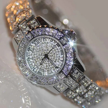 Γυναικείο ρολόι Fashion Bling Crystal Full Steel Casual Γυναικεία ρολόγια Quartz Ρολόι διαμάντια Ρολόι χειρός Γυναικείο