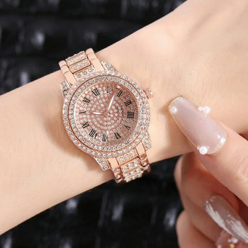 Дамски часовник Fashion Bling Crystal Full Steel Ежедневни дамски часовници Женски кварцов часовник Диаманти Ръчен часовник за жени Часовник