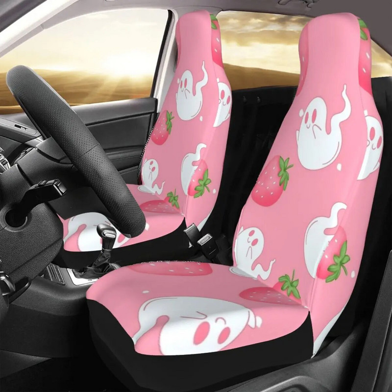 Pink Strawberry Ghost Print Universaalne autoistme kate Auto Interjöör AUTOYOUTH Armsad Halloweeni autoistmekatted Fiber Car Styling