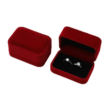 Νέο Velvet Couple Double Ring Box for Proposal Wedding Arragement Αποθήκευση κοσμημάτων Φορητή θήκη βιτρίνας συσκευασίας δώρου