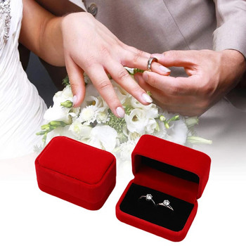 Νέο Velvet Couple Double Ring Box for Proposal Wedding Arragement Αποθήκευση κοσμημάτων Φορητή θήκη βιτρίνας συσκευασίας δώρου