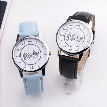 Унисекс музикална нота кожен кварцов часовник Banalog сплав модерен прост стил кварцов ръчен часовник Reloj Mujer Безплатна доставка