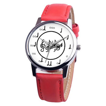 Unisex Musical Note Δερμάτινο ρολόι από κράμα χαλαζία με μοντέρνο απλό στυλ Ρολόι χειρός Reloj Mujer Δωρεάν αποστολή