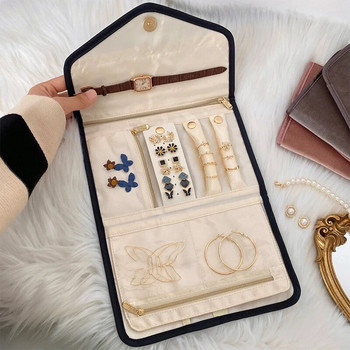 Ρολό Πτυσσόμενη κοσμηματοθήκη Ταξιδιωτική οργάνωση κοσμημάτων Φορητή για ταξίδια Σκουλαρίκια Δαχτυλίδια Διαμαντένια Κολιέ Καρφίτσες Τσάντα αποθήκευσης
