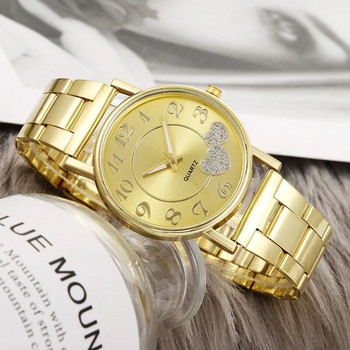 2023 Луксозни ежедневни модни часовници от неръждаема стомана Love Heart Rhinestone Дамски часовник Черен кварцов дамски подарък часовници часовници Reloj