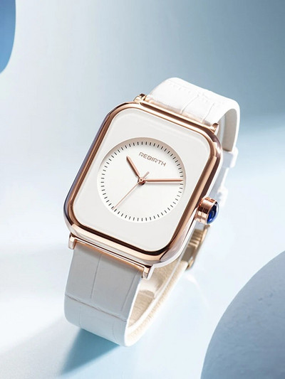 Kvadrātveida REBIRTH sieviešu gumijas pulksteņu aproce Rokas pulksteņi 2022. gada rozā sievietēm Rokas pulksteņi Kvarca relogio feminino Sieviešu kvadrāts