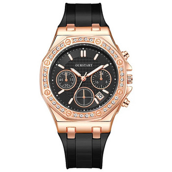 Луксозен дамски кварцов часовник с диамантен циферблат, модна силиконова каишка, каишка за дата, ръчен часовник, подарък за студент Relogio Feminino Dropshipping