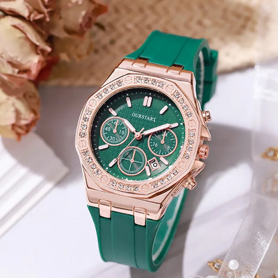 Luxury Women Diamond Dial Quartz Watch Fashion Silicone Band Strap Date WristWatch Student Gift Relogio Feminino Dropshipping