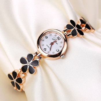 Марка LVPAI Часовници Дамски Маргаритки Цвете Златен кристал Гривна Ръчен часовник Рокля за момиче Женска мода Класически часовник