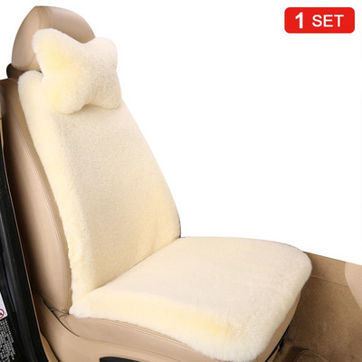 Automašīnas sēdekļa pārvalks ar galvas balstu mākslīgais plīša sēdekļa aizsargs priekš Lada Toyota universālā ziemas priekšējā sēdekļa spilvena spilventiņa automašīnai