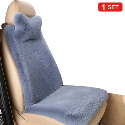 Automašīnas sēdekļa pārvalks ar galvas balstu mākslīgais plīša sēdekļa aizsargs priekš Lada Toyota universālā ziemas priekšējā sēdekļa spilvena spilventiņa automašīnai