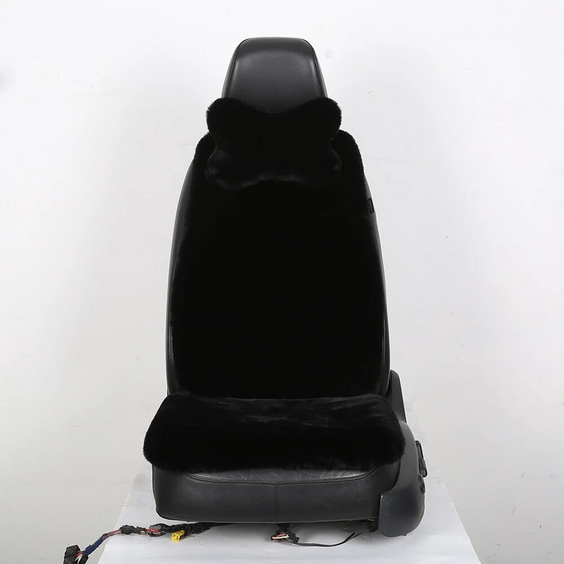 Automašīnas sēdekļa pārvalks ar galvas balstu mākslīgais plīša sēdekļa aizsargs priekš Lada Toyota universālā ziemas priekšējā sēdekļa spilvena spilventiņa automašīnai