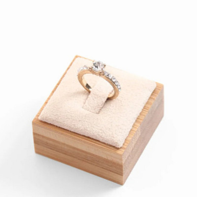 GENENIC ehtesõrmuste kuvamisalus Naturaalsest bambusest ruudukujuline sõrmusehoidja, fotograafia vitriin