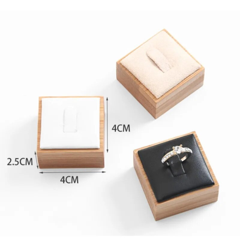 GENENIC ehtesõrmuste kuvamisalus Naturaalsest bambusest ruudukujuline sõrmusehoidja, fotograafia vitriin