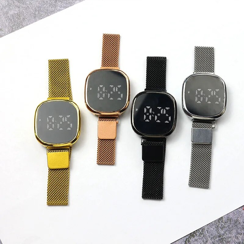 Naujas madingas plieninis LED skaitmeninis laikrodis moterims vaikiškas elektroninis tinklinis rankinis laikrodis Šaunus studentų šviesos laikrodis Relogio Drop Shipping Saati