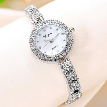 Модни дамски рокли часовници Луксозна кристална гривна Кварцов ръчен часовник Маркови часовници Lvpai за жени Ежедневен часовник от розово злато