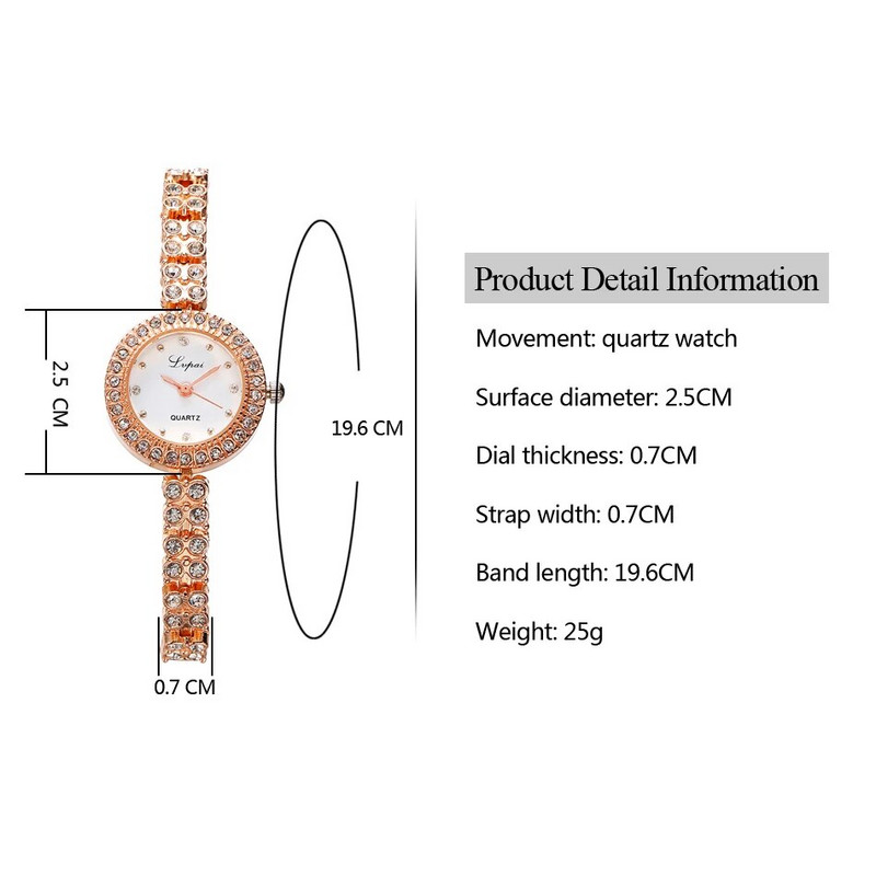 Mood naiste kleitkellad Luksuslik kristallkäevõru kvartsist käekell Lvpai kaubamärgiga naiste käekellad Rose Gold vabaajakell