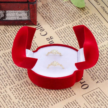 Red Velvet Διπλό Δαχτυλίδι για Πρόταση Αρραβώνα γάμου Δώρο Δαχτυλίδι Αποθήκευση κοσμημάτων Organizer Κιβώτιο προβολής