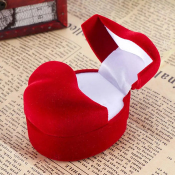 Кутия с двоен пръстен от червено кадифе за предложение, сватба, годеж, подарък за Свети Валентин, съхранение на пръстени, органайзер за бижута, дисплейна кутия