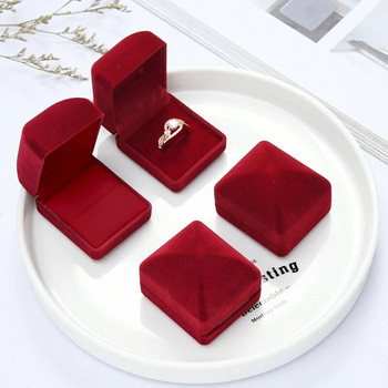 2022 Hollow Red Velvet Δαχτυλίδι Κουτί Ζευγάρι Διπλό Δαχτυλίδι Κουτί για αρραβώνα Δώρο Μπομπονιέρα Jewelry Organizer Κουτιά συσκευασίας