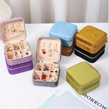 Φορητό Box Organizer κοσμημάτων για Ταξιδιωτικά Σκουλαρίκια Κολιέ Δαχτυλίδι Αποθήκευση PU Δερμάτινο με Θήκη με φερμουάρ καθρέφτη Mini Jewelry Box