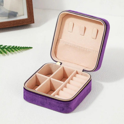 Φορητό Box Organizer κοσμημάτων για Ταξιδιωτικά Σκουλαρίκια Κολιέ Δαχτυλίδι Αποθήκευση PU Δερμάτινο με Θήκη με φερμουάρ καθρέφτη Mini Jewelry Box