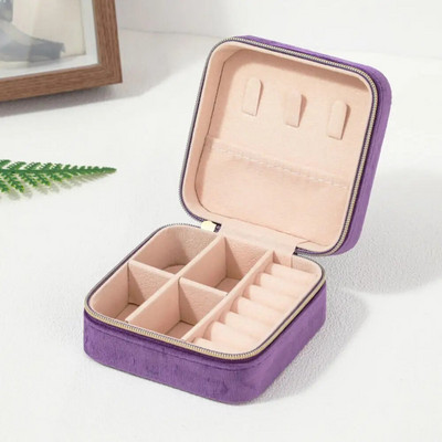 Φορητό Box Organizer κοσμημάτων για Ταξιδιωτικά Σκουλαρίκια Κολιέ Δαχτυλίδι Αποθήκευση PU Δερμάτινο με Θήκη με φερμουάρ καθρέφτη Mini Jewelry Box