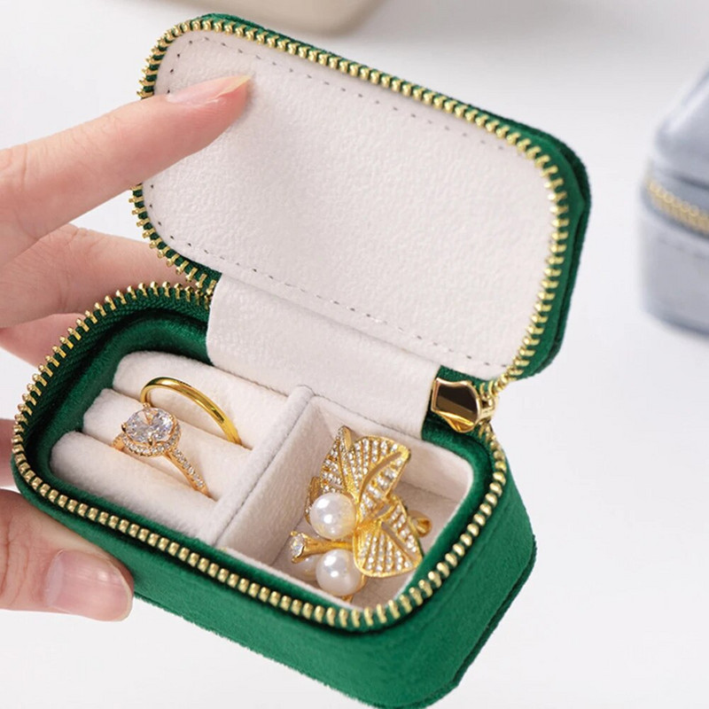 Mini Plush Velvet reisiehete organiseerimiskarp naistele kaasaskantavad kõrvarõngad sõrmus kaelakee pulmaehete hoiukarp Joyero