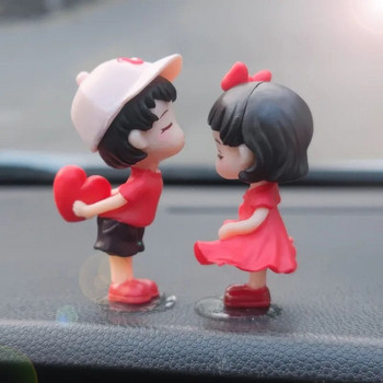 Anime Couples For Car Στολίδι Μοντέλο Cute Kiss Balloon Figure Auto Εσωτερική Διακόσμηση Ροζ Ταμπλό Αξεσουάρ ειδώλων Δώρα