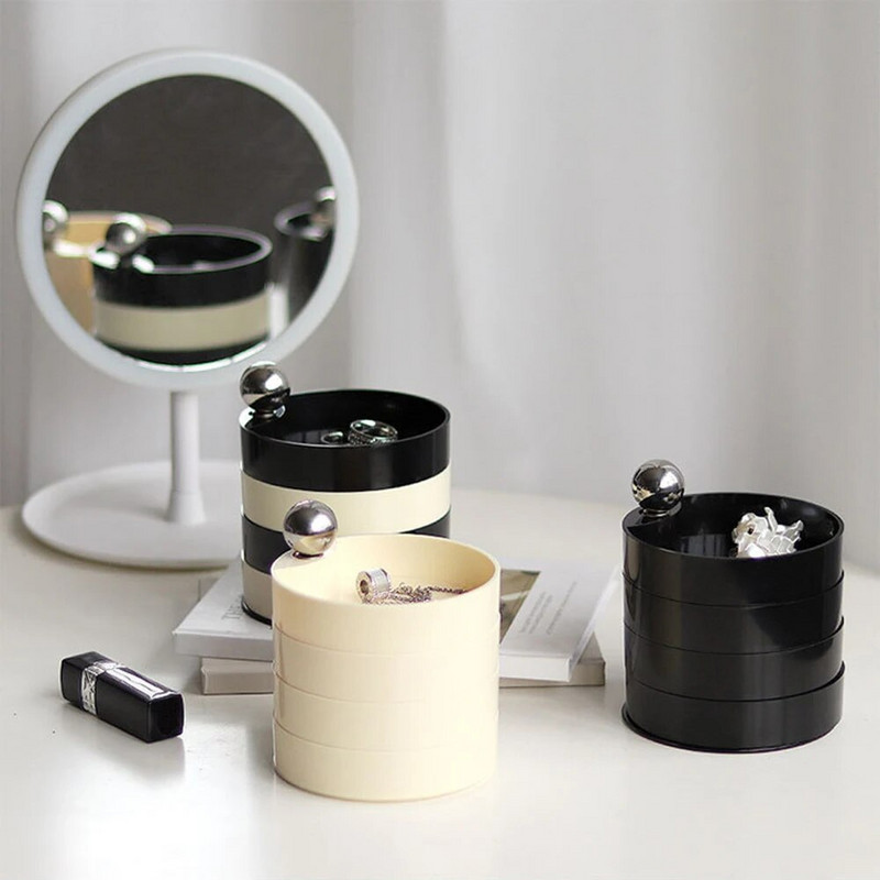 1 tk pööratav ehtekarp Fresh Ins Wind tahke metallist käepide Mitmekihiline magamistoaga lauaarvuti plastist korraldaja hoiustamiskosmeetikakohver