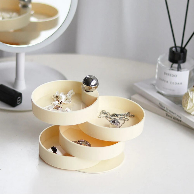 1 tk pööratav ehtekarp Fresh Ins Wind tahke metallist käepide Mitmekihiline magamistoaga lauaarvuti plastist korraldaja hoiustamiskosmeetikakohver