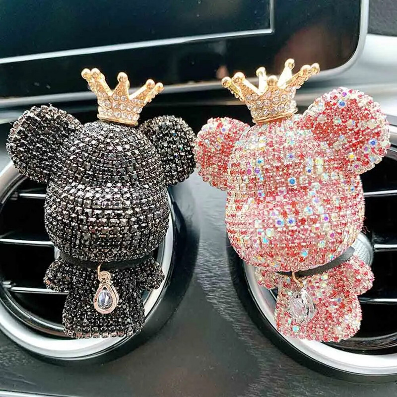 Creative Crown Diamond Cute Bear Autolõhn Parfüümiklamber Õhu väljalaskeava Aroom Õhu Värskenam Kaunistus Aksessuaarid Aroomiteraapia