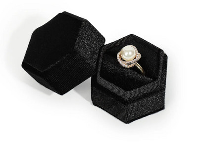 Kuusnurkne sõrmusekarp eemaldatava kaanega abieluettepanekuks pulmatseremoonia sametest vintage kinkepakend Mini ehtekarp