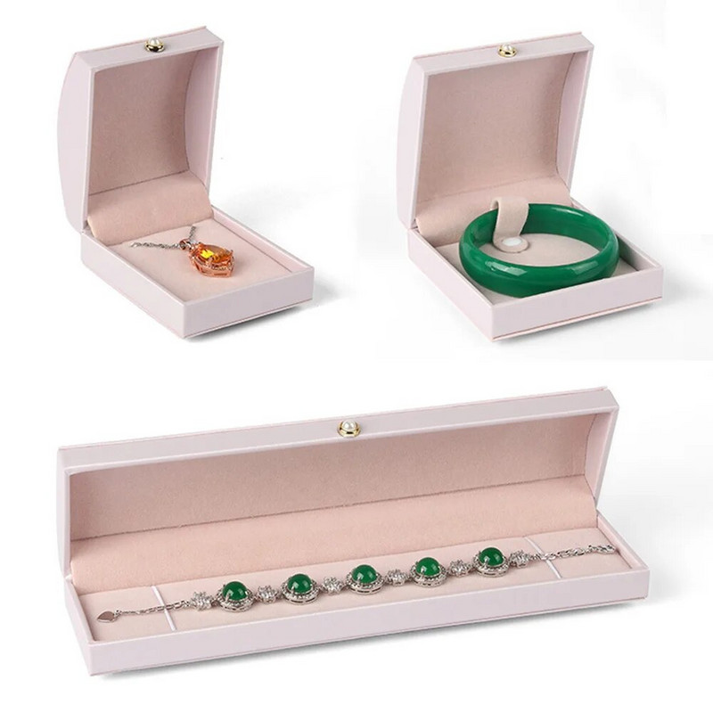 Uus kaarekujuline pärlilukuga ehtekarp pulmade jaoks Kaelakee Kõrvarõngad Ripatsid Korraldaja PU-nahast vitriin